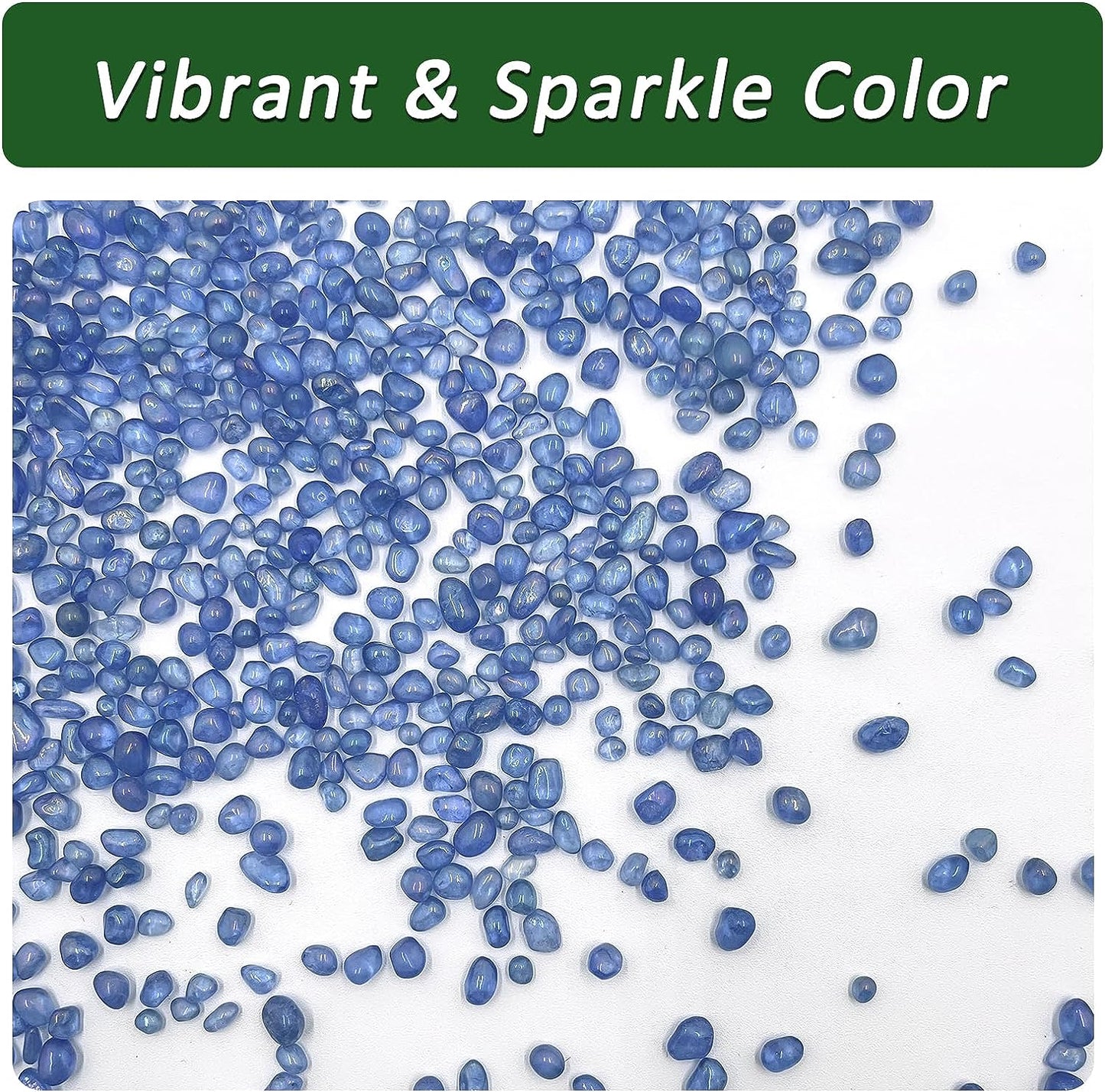 Vibrant Blue Sea Glass Aquarium Gravel - 2.2 Lbs Polished Smooth Decorative Stones for Fish Tanks, Vases, Fairy Gardens, and Potted Plants