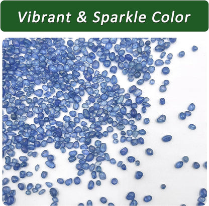 Vibrant Blue Sea Glass Aquarium Gravel - 2.2 Lbs Polished Smooth Decorative Stones for Fish Tanks, Vases, Fairy Gardens, and Potted Plants