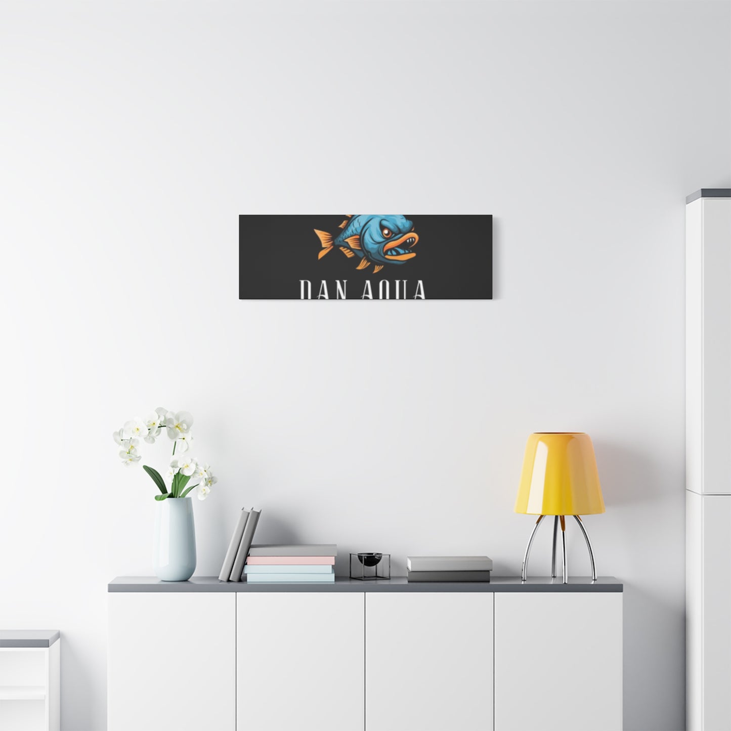 Dan.Aqua Fish Logo Canvas Print — Matte Stretched Wall Art