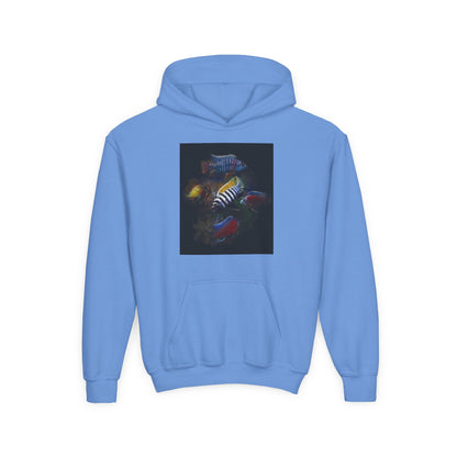 Youth Hoodie — Colorful Aquarium Fish Graphic Pullover