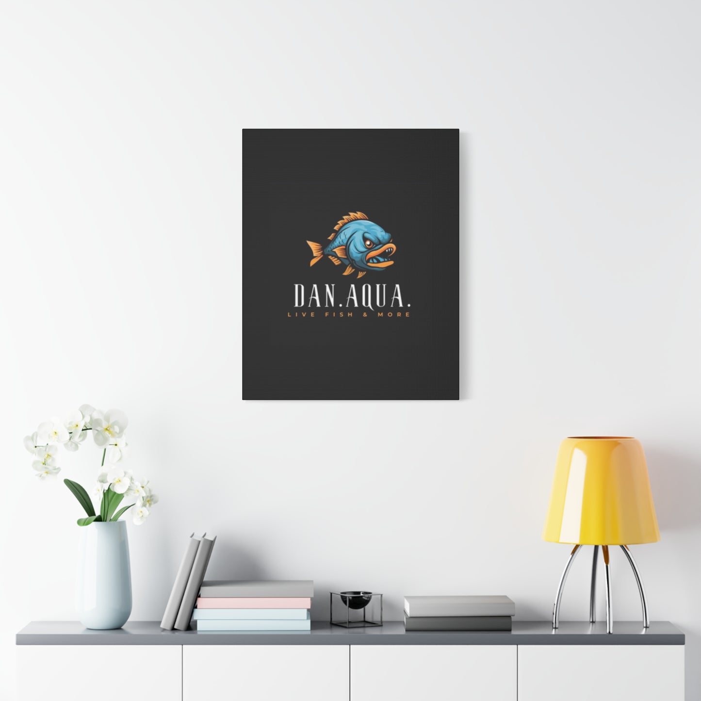 Dan.Aqua Fish Logo Canvas Print — Matte Stretched Wall Art