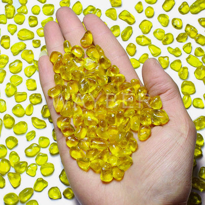 Vibrant Yellow Sea Glass Pebbles - 1Lb Non-Toxic Decorative Stones for Vases, Terrariums, Aquariums & Crafts