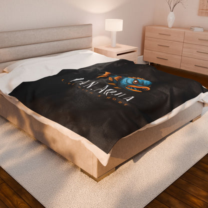 Velveteen Plush Blanket — Dan.Aqua Angry Fish Logo Plush Blanket (Live Fish & More)
