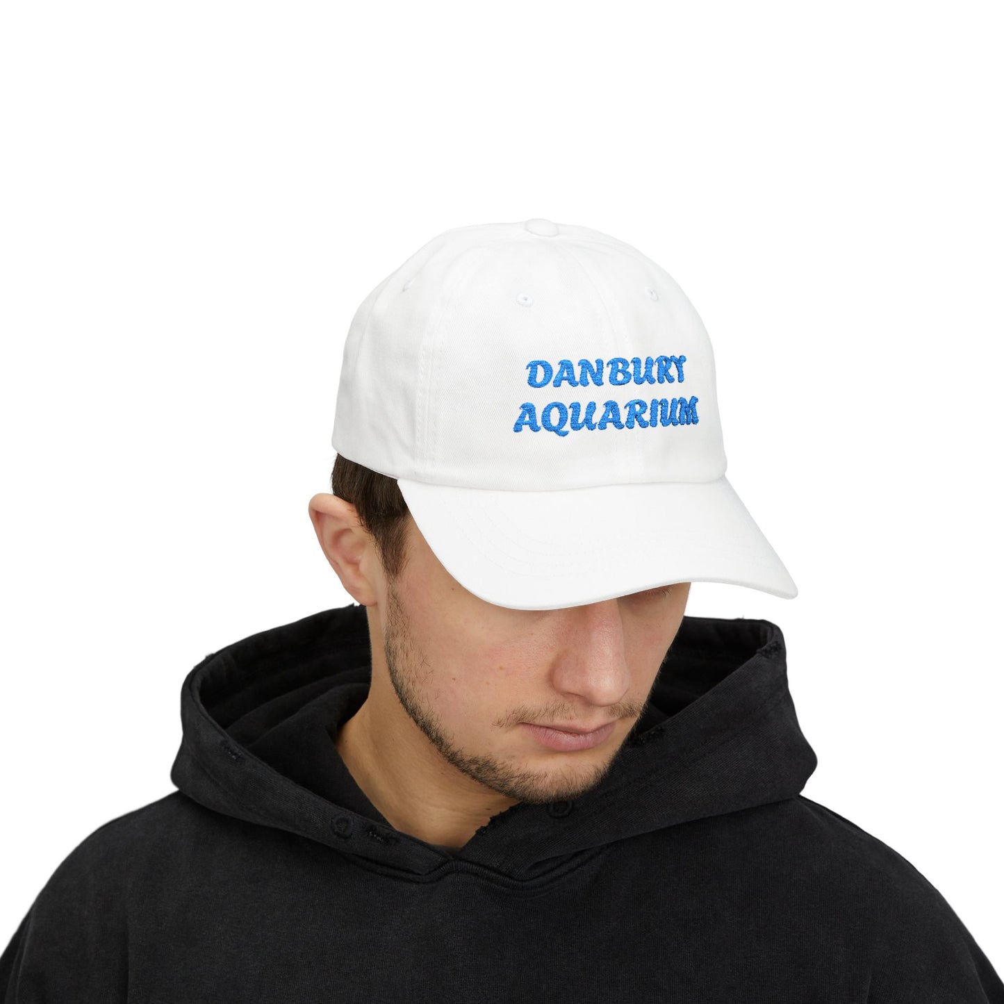 Danbury Aquarium Dad Cap — Embroidered White Baseball Hat