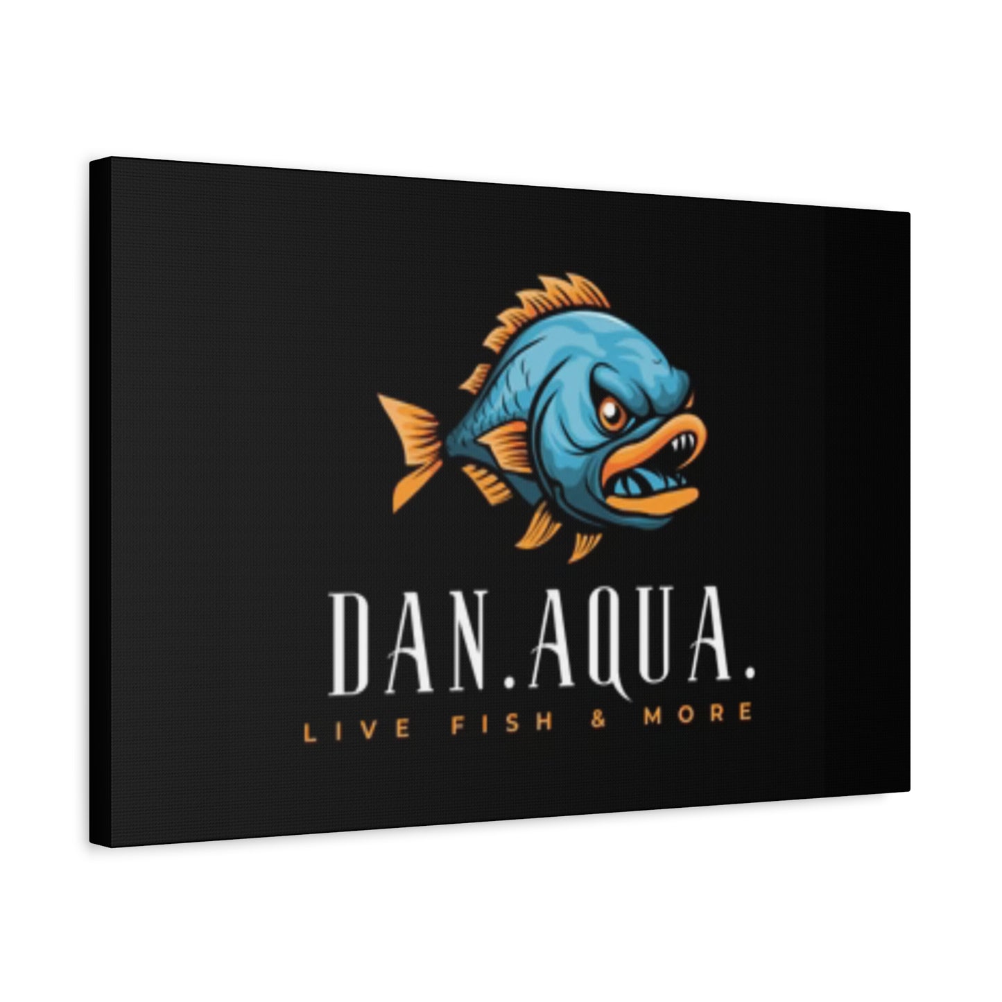 Dan.Aqua Fish Logo Canvas Print — Matte Stretched Wall Art