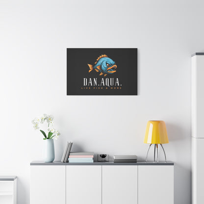 Dan.Aqua Fish Logo Canvas Print — Matte Stretched Wall Art