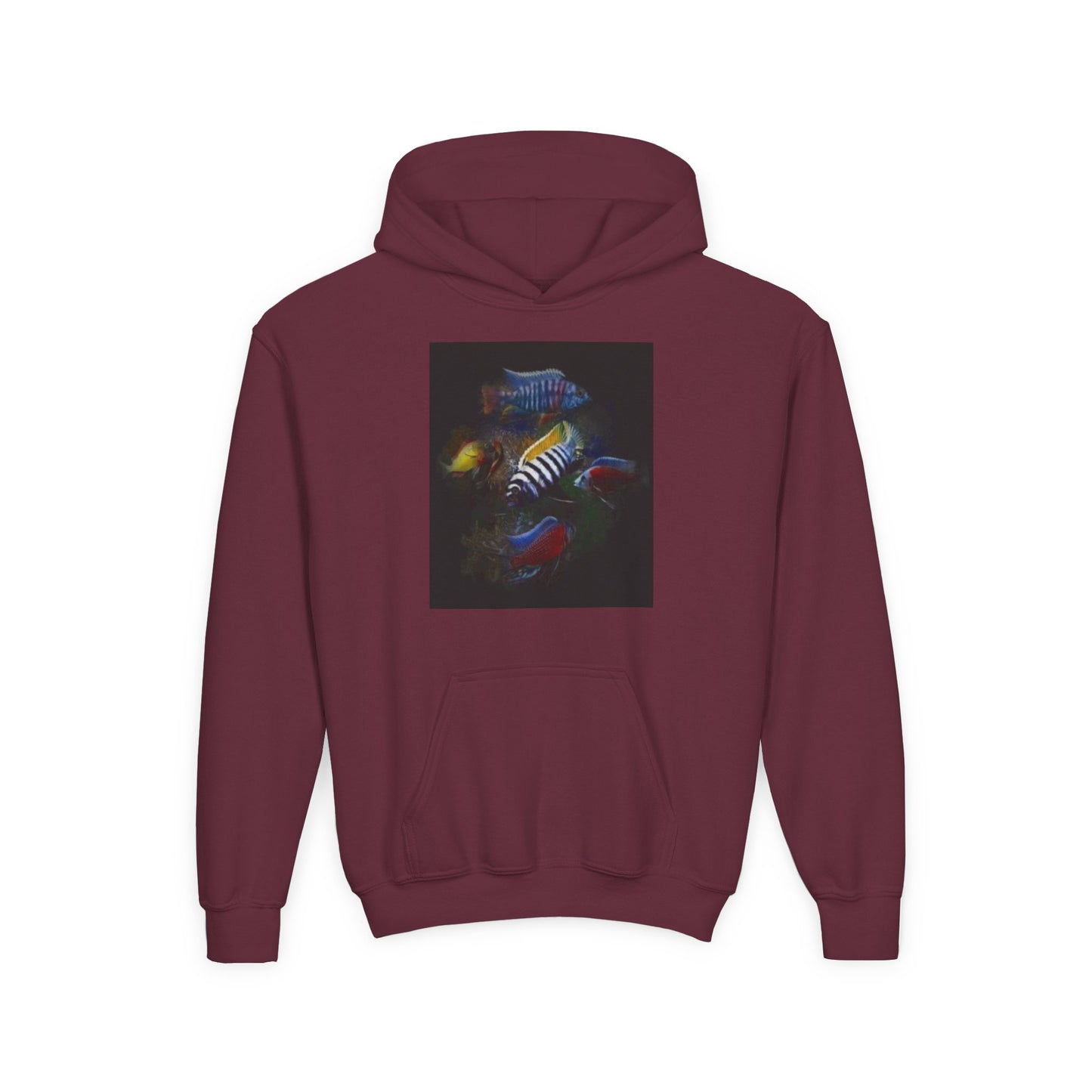 Youth Hoodie — Colorful Aquarium Fish Graphic Pullover