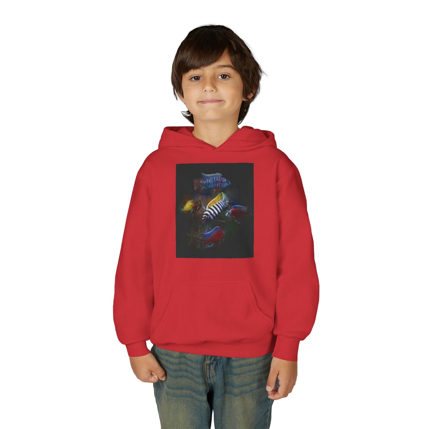 Youth Hoodie — Colorful Aquarium Fish Graphic Pullover