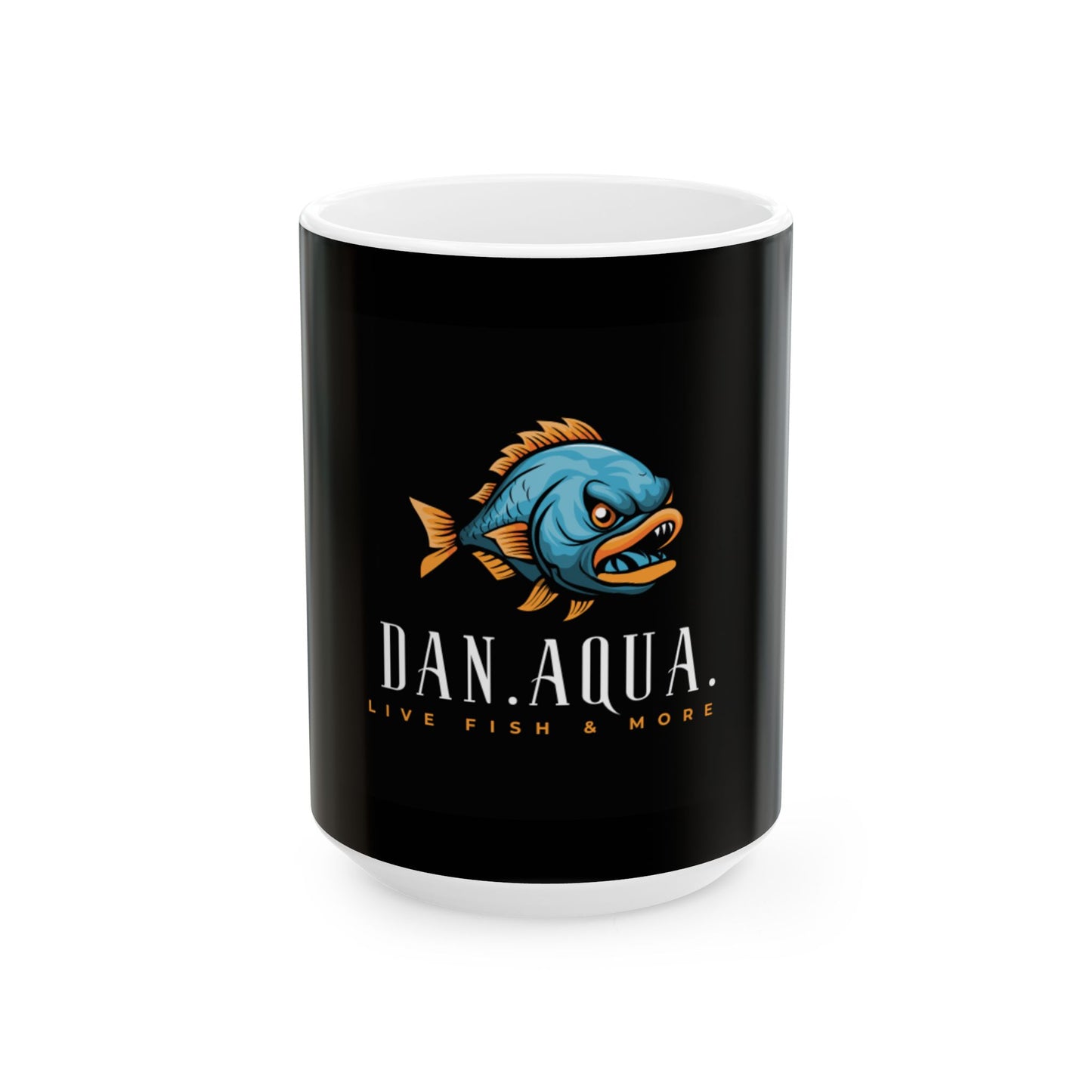 Dan Aqua Fishing Logo Ceramic Mug — Fish Lover Coffee Cup (11oz & 15oz)