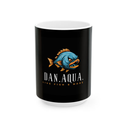 Dan Aqua Fishing Logo Ceramic Mug — Fish Lover Coffee Cup (11oz & 15oz)