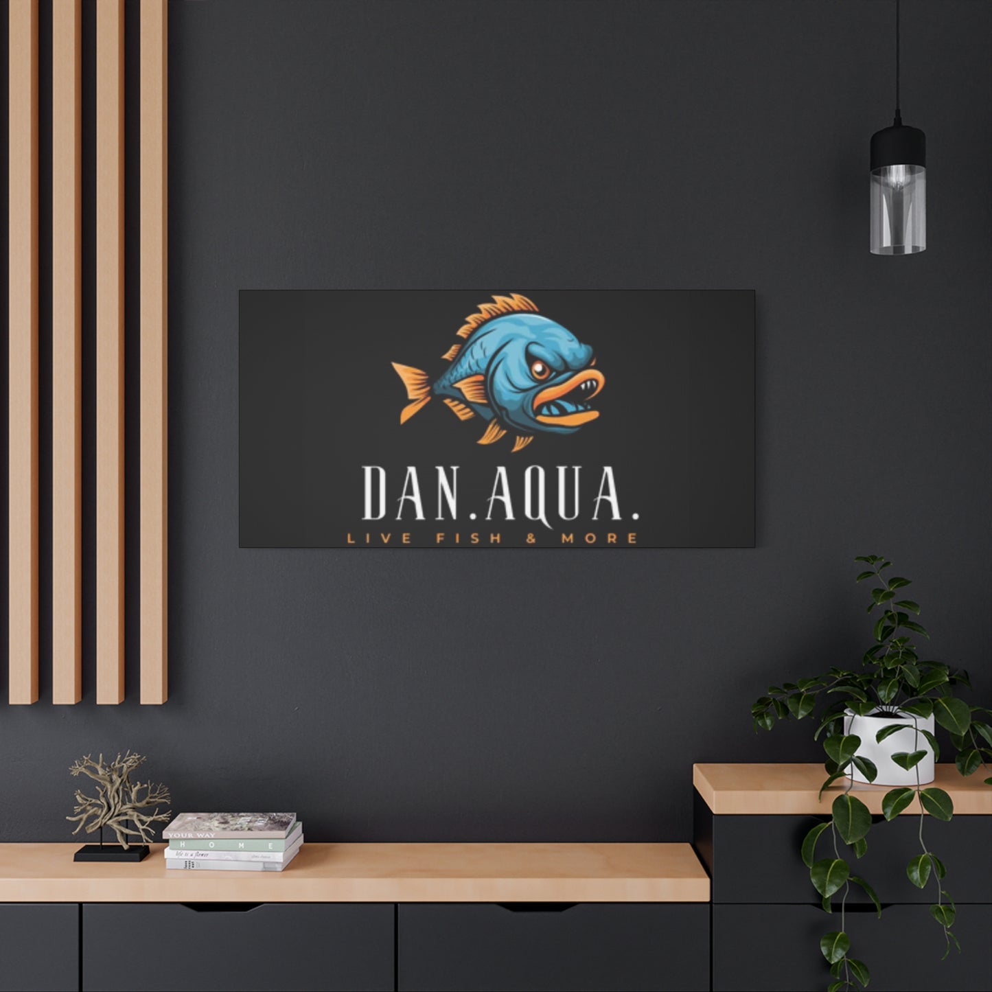 Dan.Aqua Fish Logo Canvas Print — Matte Stretched Wall Art