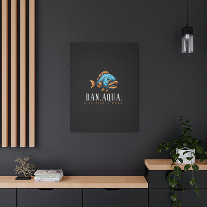 Dan.Aqua Fish Logo Canvas Print — Matte Stretched Wall Art