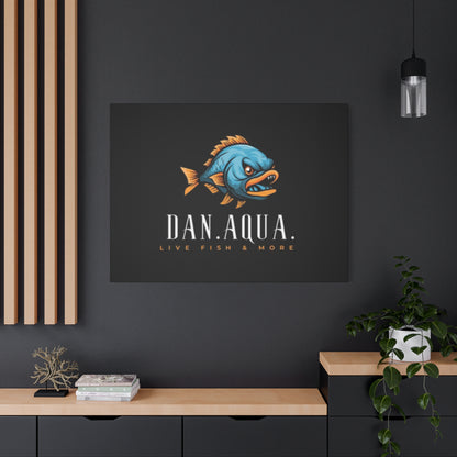Dan.Aqua Fish Logo Canvas Print — Matte Stretched Wall Art