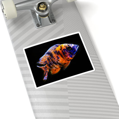 Vibrant African Cichlid Kiss-Cut Sticker – Colorful Aquarium Fish Laptop Decal