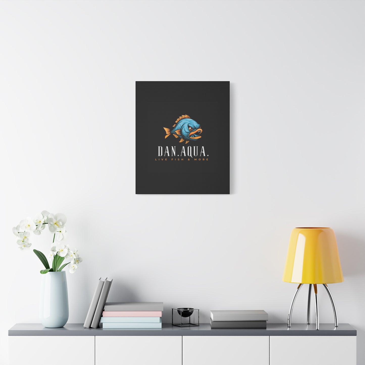Dan.Aqua Fish Logo Canvas Print — Matte Stretched Wall Art