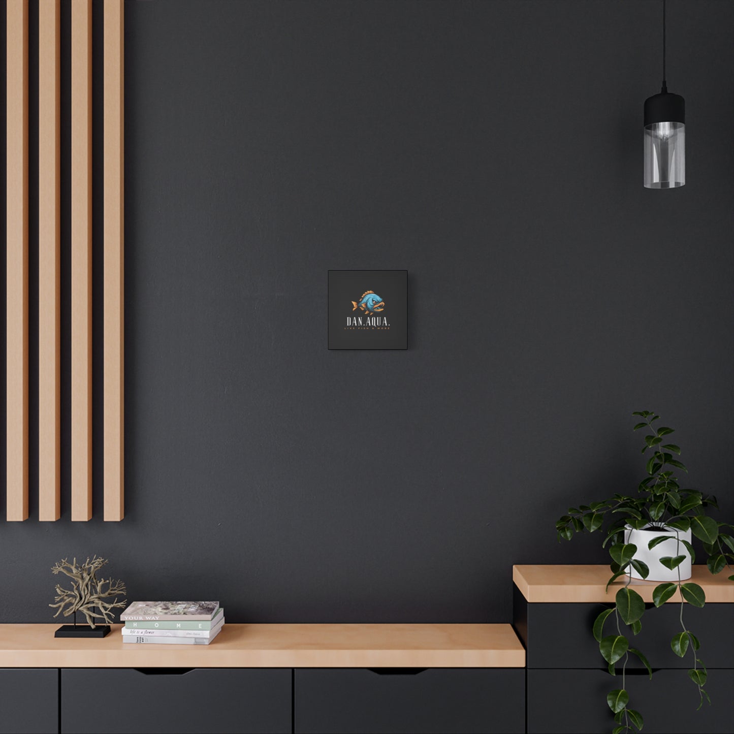 Dan.Aqua Fish Logo Canvas Print — Matte Stretched Wall Art