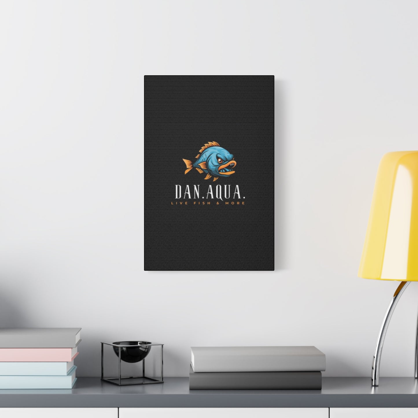 Dan.Aqua Fish Logo Canvas Print — Matte Stretched Wall Art
