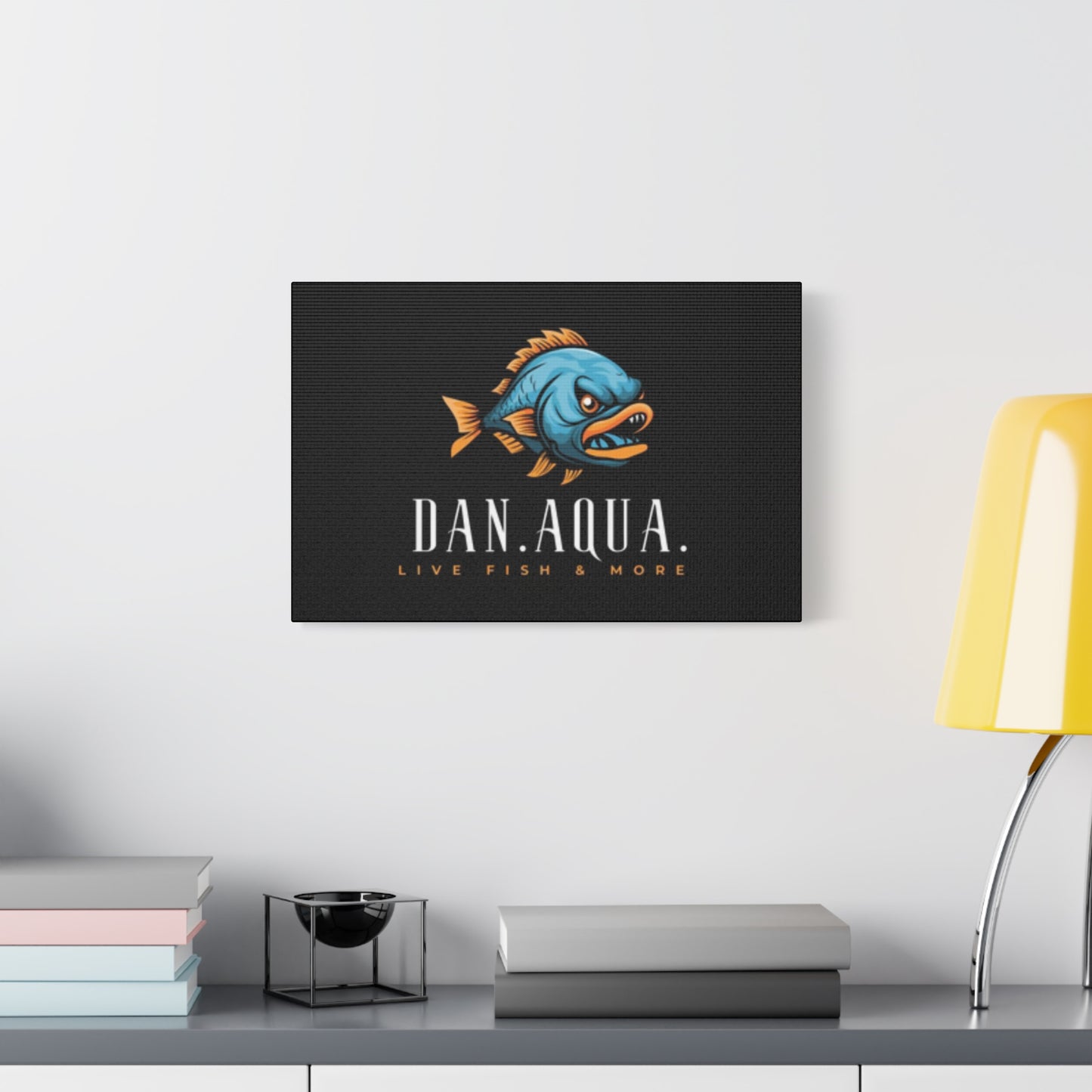 Dan.Aqua Fish Logo Canvas Print — Matte Stretched Wall Art