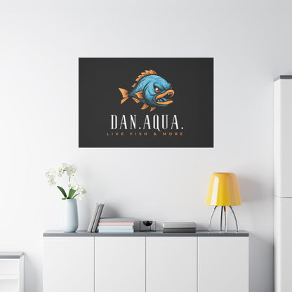 Dan.Aqua Fish Logo Canvas Print — Matte Stretched Wall Art