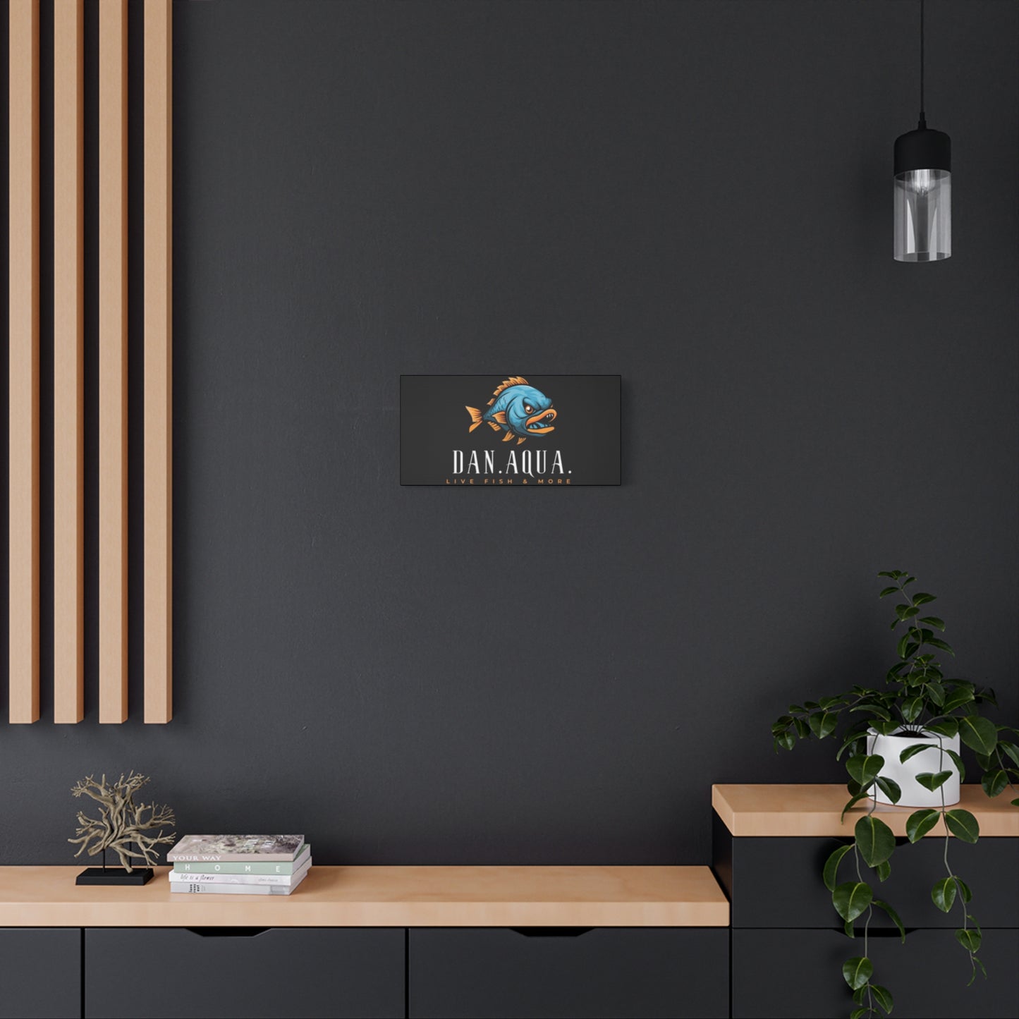 Dan.Aqua Fish Logo Canvas Print — Matte Stretched Wall Art