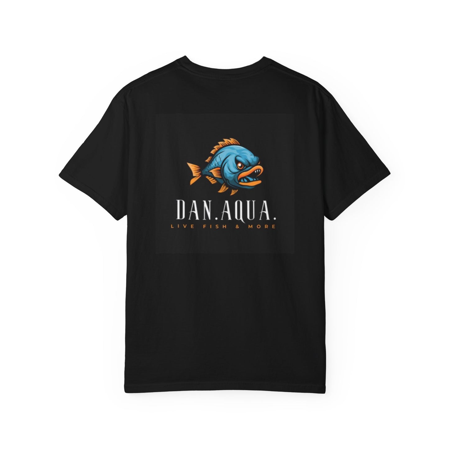 Fish Graphic T-Shirt — Blue Cichlid & "DAN.AQUA" Logo