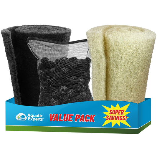 Pond Bundle -Carbon Filter 18"x 36" + BioBall 300 count with Mesh Bag + Cream Pond 18"x36" Bundle