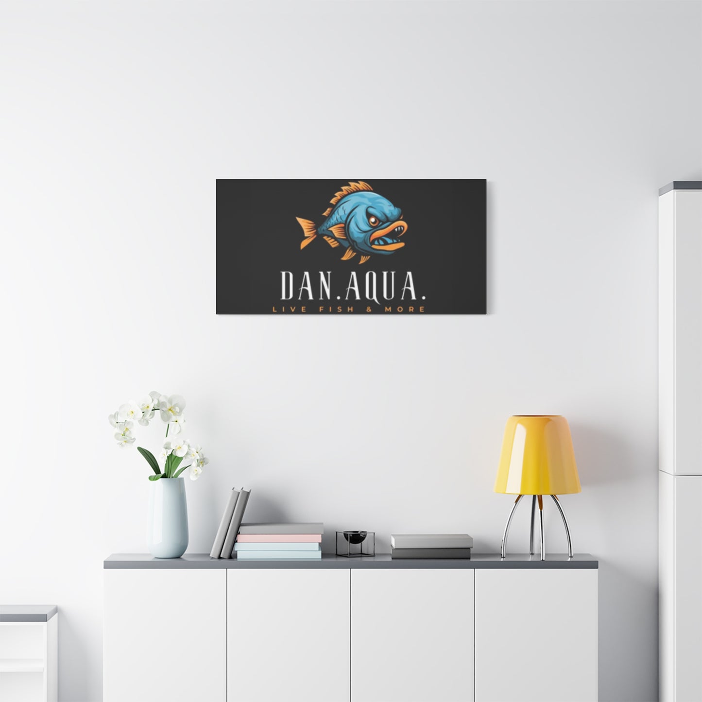 Dan.Aqua Fish Logo Canvas Print — Matte Stretched Wall Art