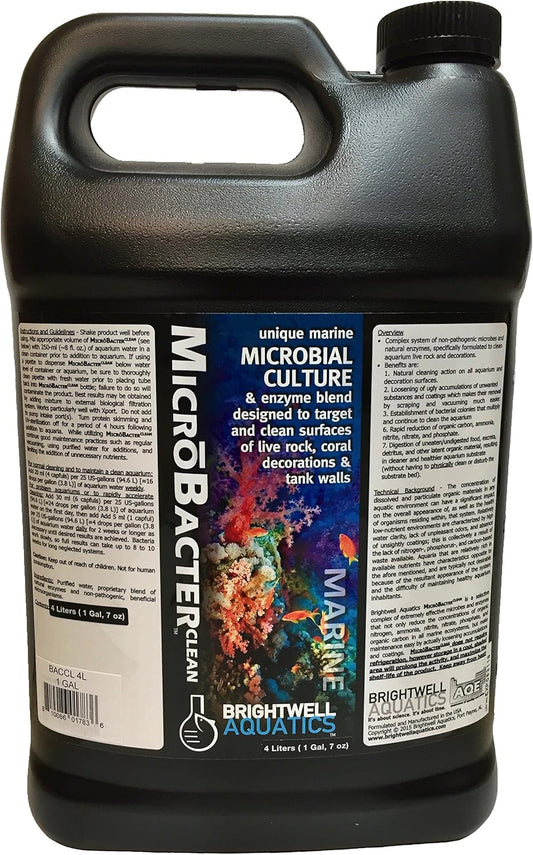 Microbacter Clean - Microbial Culture & Enzyme Blend Fish Tank Cleaner - Cleans Live Rock Surfaces for Saltwater Fish Habitats 