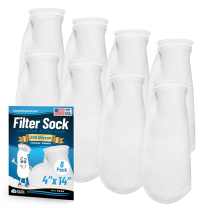 Aquatic Experts 4" Ring Aquarium Filter Sock 200 Micron for Saltwater & Reef Aquariums