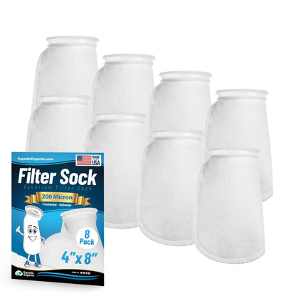 Aquatic Experts 4" Ring Aquarium Filter Sock 200 Micron for Saltwater & Reef Aquariums
