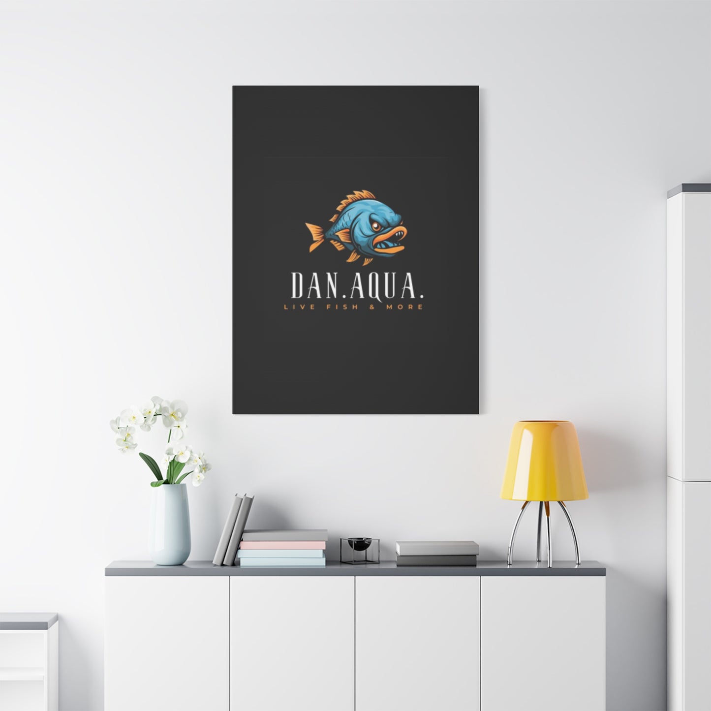 Dan.Aqua Fish Logo Canvas Print — Matte Stretched Wall Art