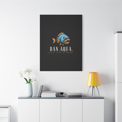 Dan.Aqua Fish Logo Canvas Print — Matte Stretched Wall Art