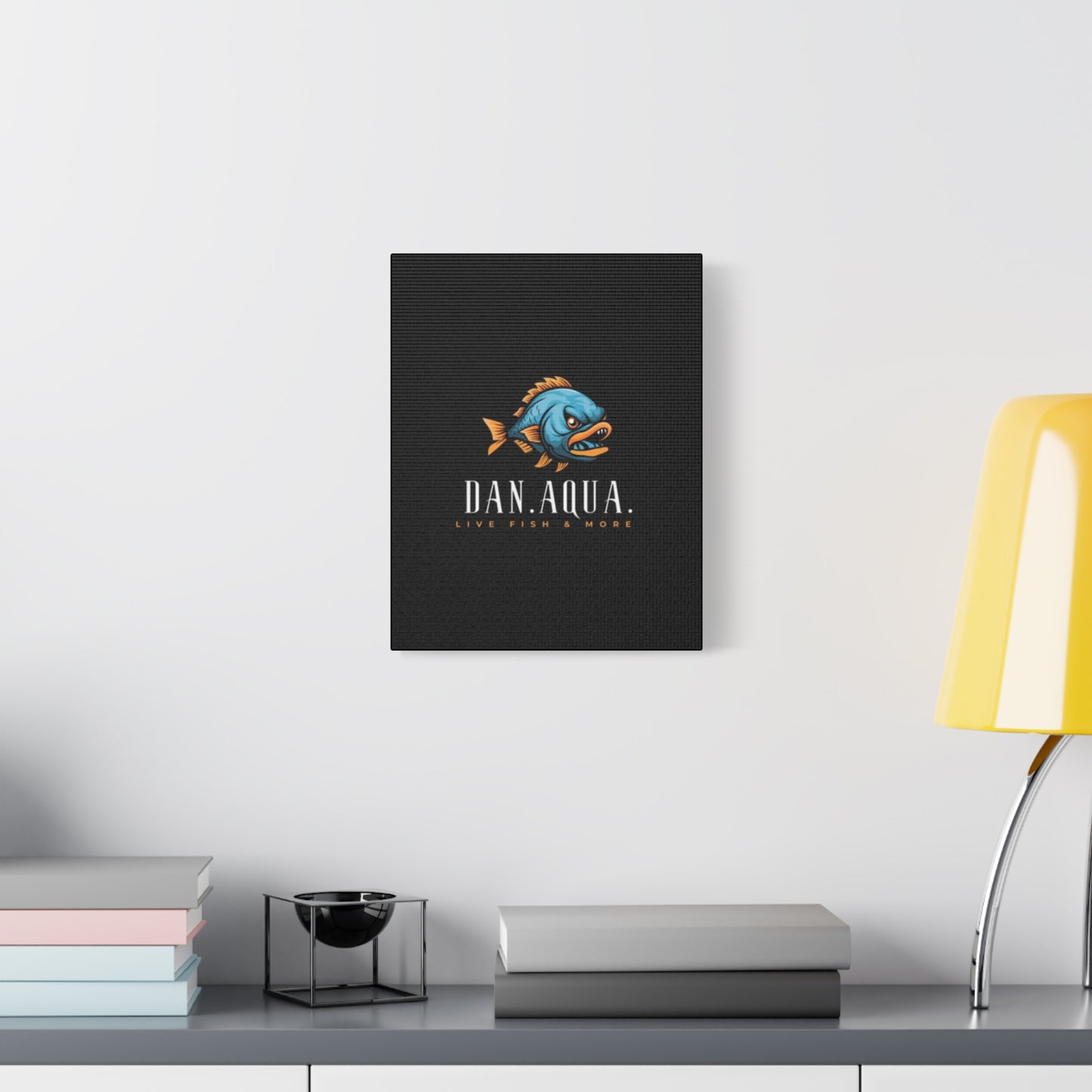 Dan.Aqua Fish Logo Canvas Print — Matte Stretched Wall Art