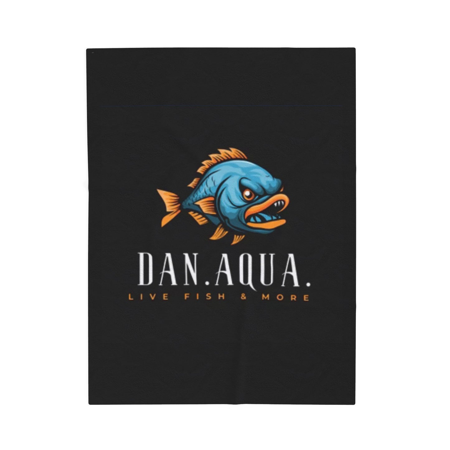 Velveteen Plush Blanket — Dan.Aqua Angry Fish Logo Plush Blanket (Live Fish & More)