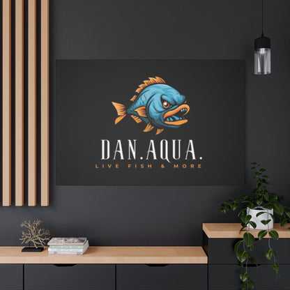 Dan.Aqua Fish Logo Canvas Print — Matte Stretched Wall Art