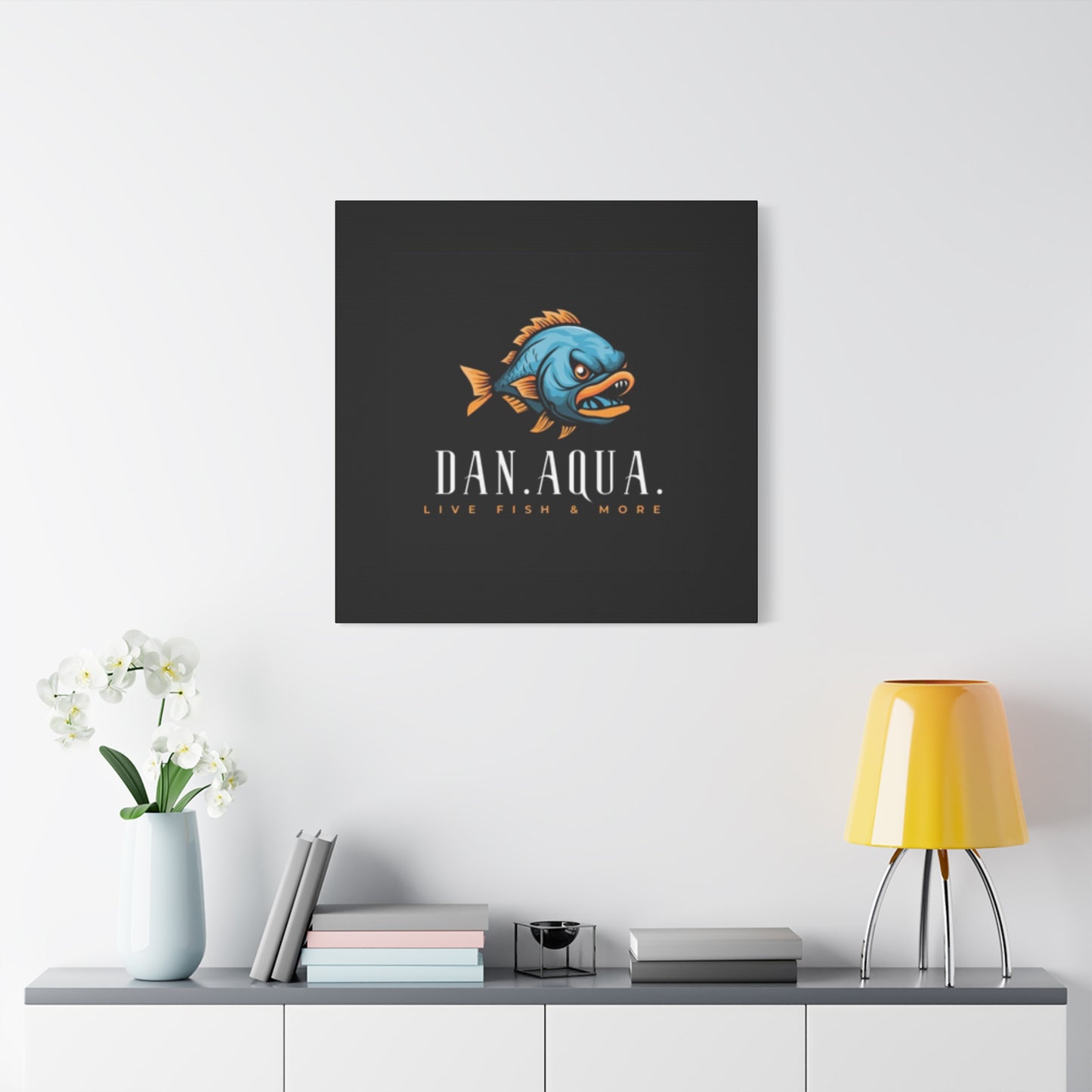 Dan.Aqua Fish Logo Canvas Print — Matte Stretched Wall Art