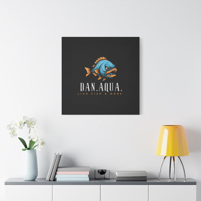 Dan.Aqua Fish Logo Canvas Print — Matte Stretched Wall Art