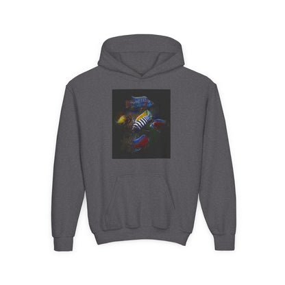 Youth Hoodie — Colorful Aquarium Fish Graphic Pullover