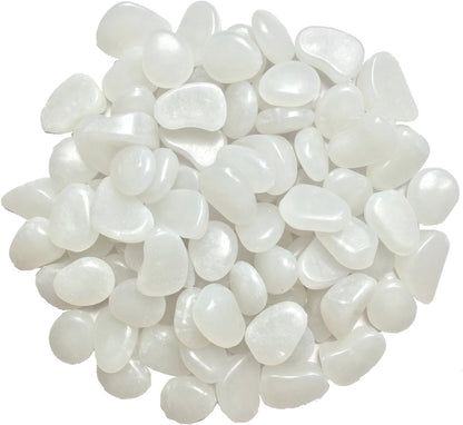 Glow in the Dark Fluorescent Pebbles - 250g Light-Blue Photoluminescent Stones for Aquariums, Fish Tanks, and Garden Decor