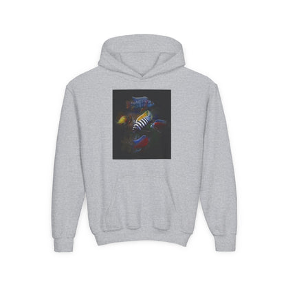 Youth Hoodie — Colorful Aquarium Fish Graphic Pullover