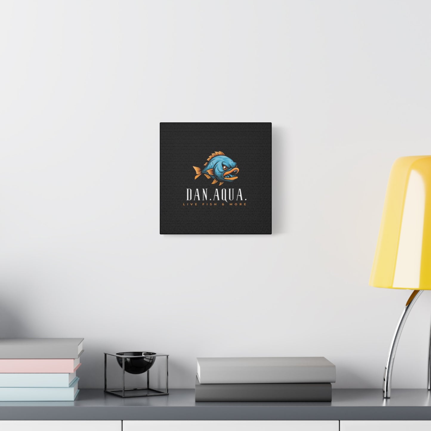 Dan.Aqua Fish Logo Canvas Print — Matte Stretched Wall Art