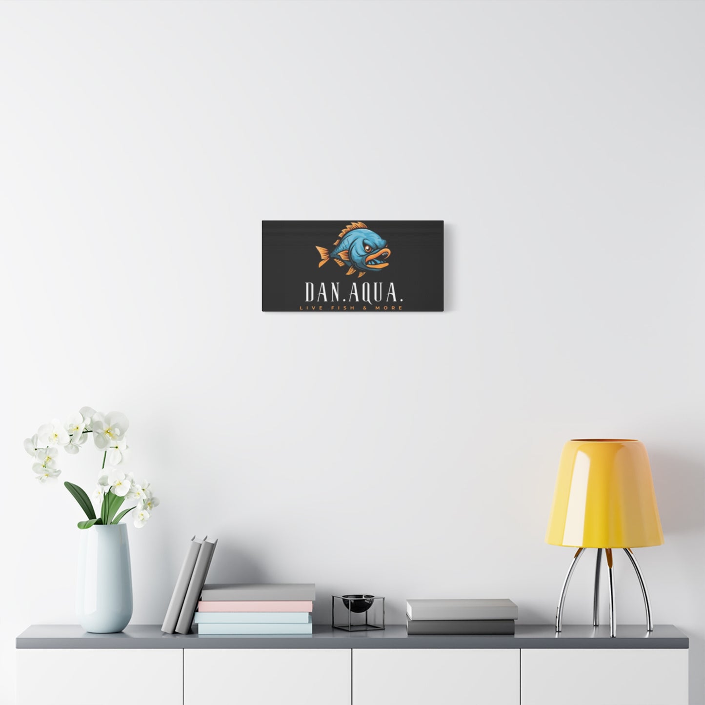 Dan.Aqua Fish Logo Canvas Print — Matte Stretched Wall Art