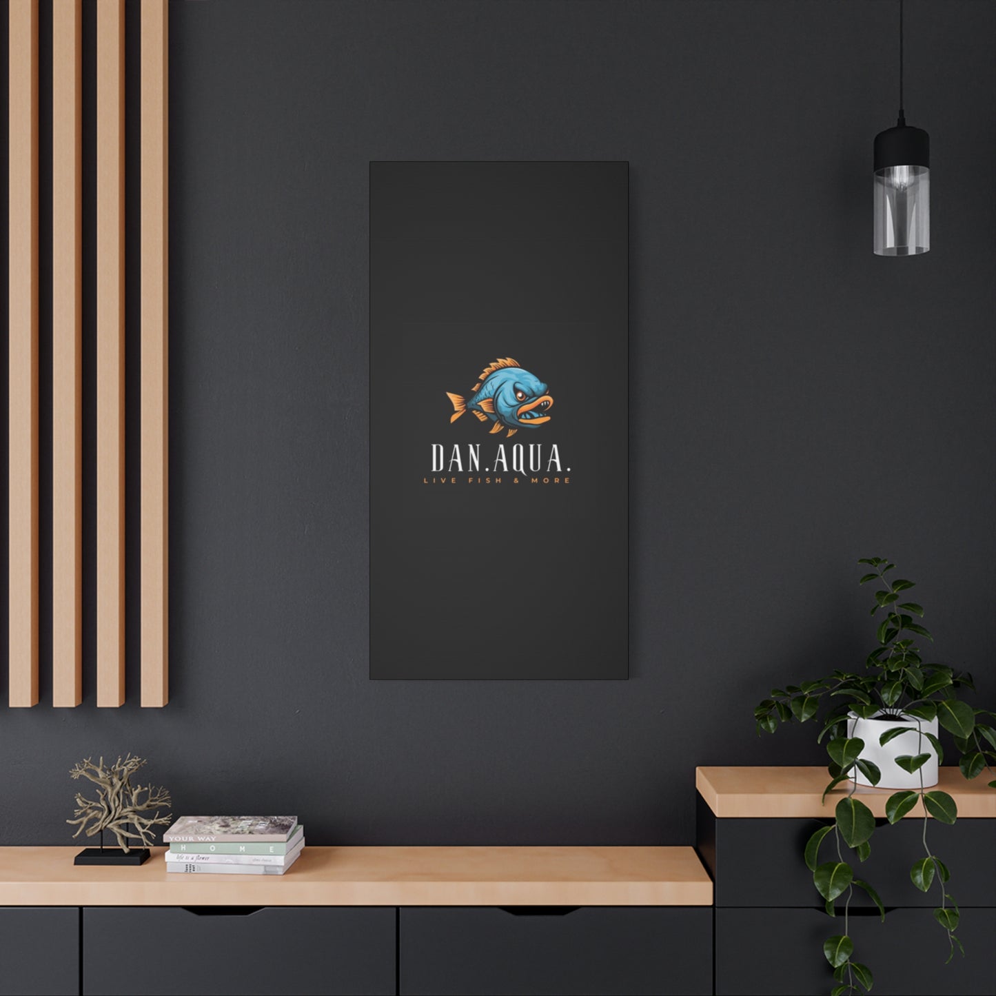 Dan.Aqua Fish Logo Canvas Print — Matte Stretched Wall Art