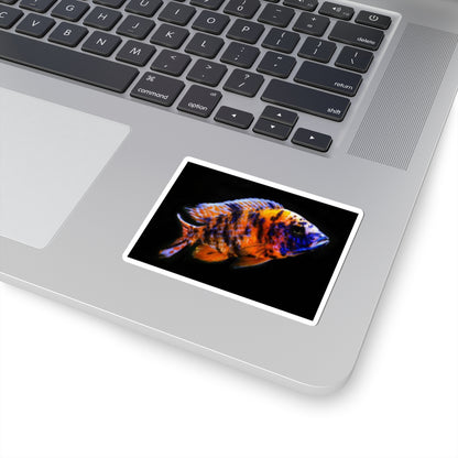 Vibrant African Cichlid Kiss-Cut Sticker – Colorful Aquarium Fish Laptop Decal