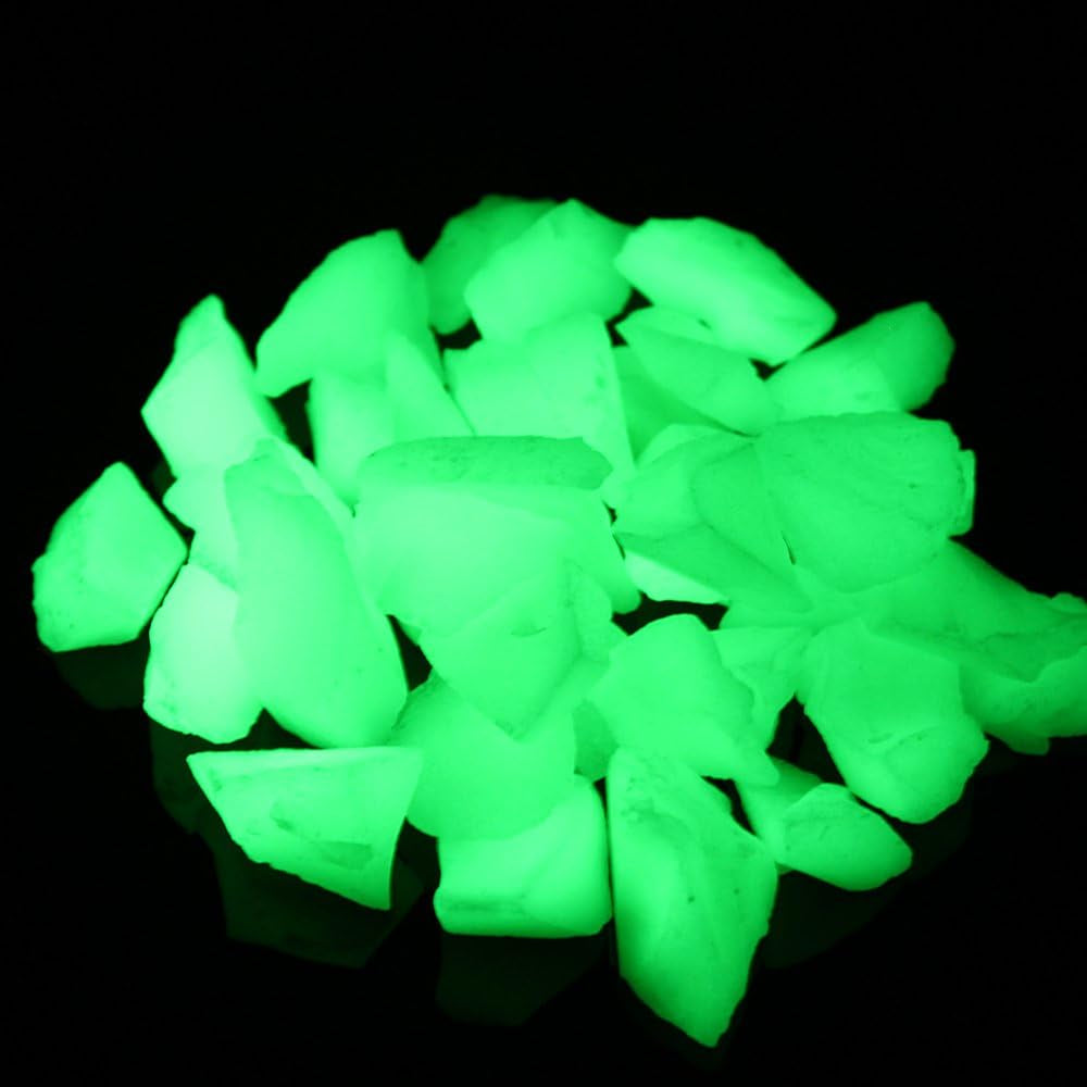Vibrant Glow in the Dark Decorative Stones - Enchanting Yellow Green Pebbles for Aquariums, Succulent Gardens, and Unique Gifts (15-22mm)