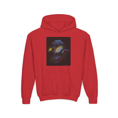 Youth Hoodie — Colorful Aquarium Fish Graphic Pullover