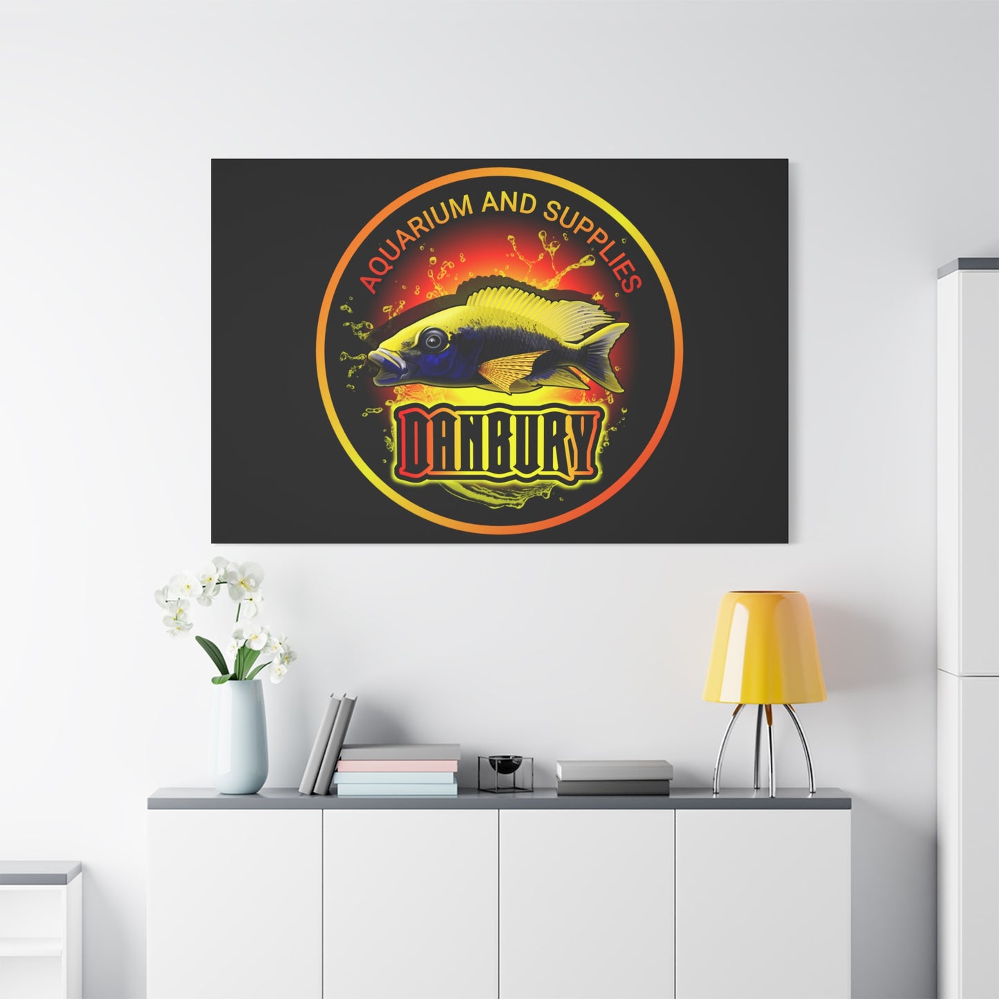 Danbury Aquarium Supplies Fish Logo Matte Canvas Print