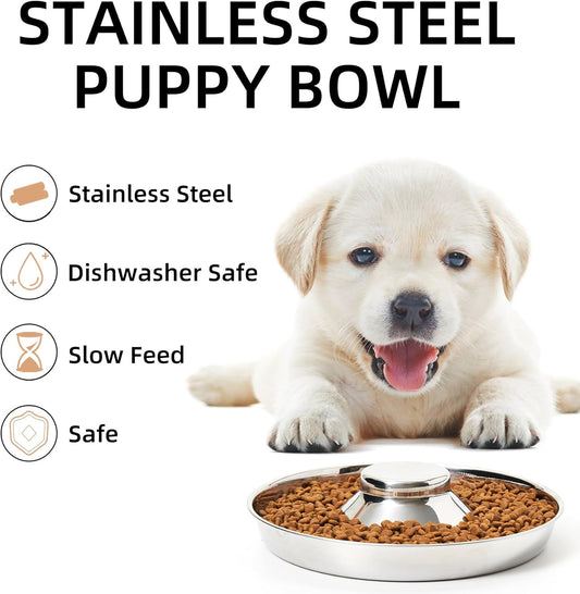Premium Stainless Steel Puppy Bowls - Set of 2 Durable Dog Feeders for Food & Water - Perfect for Small, Medium & Large Dogs