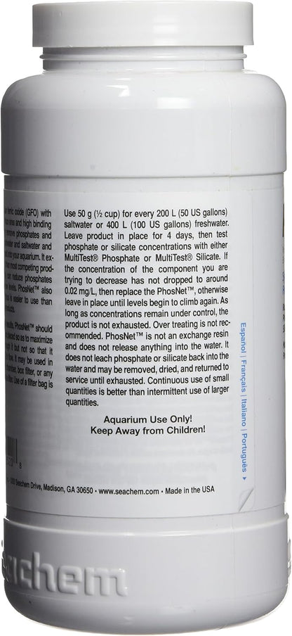 Phosnet Phosphate Silicate Remover Aquarium Filter Media, 250G/8.8Oz (001443)