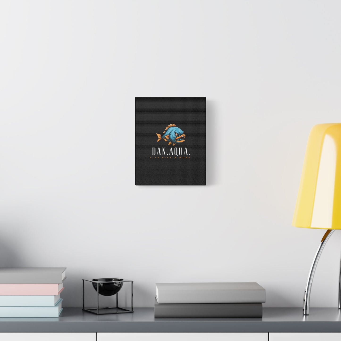 Dan.Aqua Fish Logo Canvas Print — Matte Stretched Wall Art